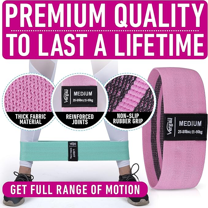 Resistance Bands for Working Out with Workout Bands Guide. 4 Booty Bands for Women Men Fabric Elastic Bands for Exercise Bands Resistance Bands for Legs Bands for Working Out Hip Thigh Glute Bands Set-GravixFit