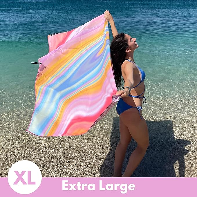 ECCOSOPHY Microfiber Beach Towel - Sand Free Towels are Quick Dry, Light Weight, Super Absorbent - Perfect Pool, Travel, Cruise, Camping Essentials - Oversized Extra Large for Adults 71x35 in-GravixFit