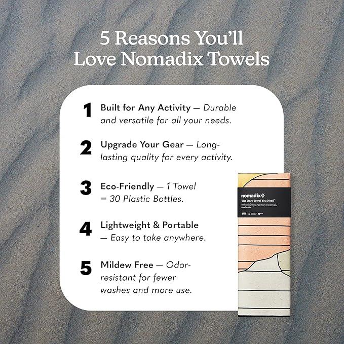 Nomadix Original Towel - Perfect for Beach, Pool, Travel, Camping, Yoga - Made with Recycled Materials - Super Absorbent - Sand Resistant-GravixFit