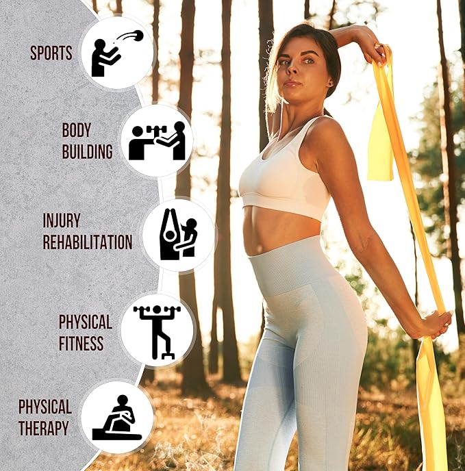 Exercise Resistance Bands for Working Out Set of 5 for Women and Men, Stretch Bands for Exercise, Physical Therapy, Arms Legs Workout, Stretching, Home Fitness-GravixFit