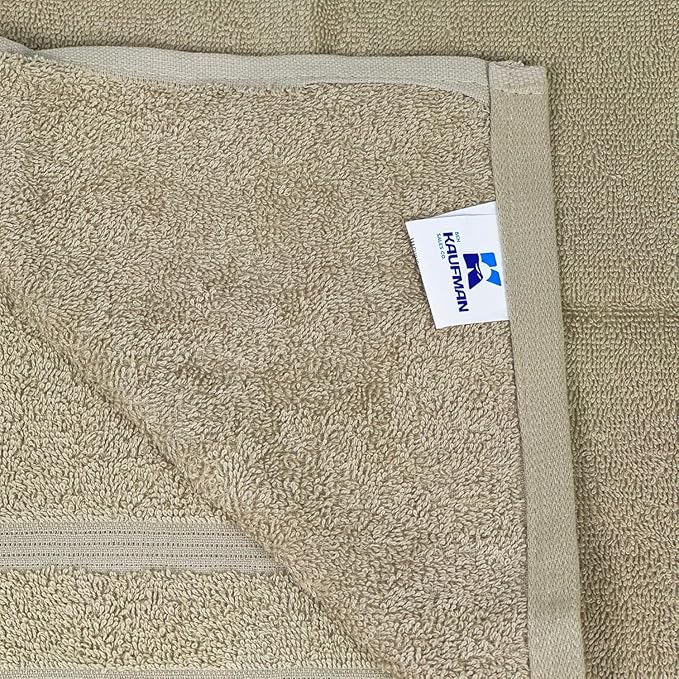 Kaufman - Premium Hand Towels Set for Bathroom, Spa, Gym, and Face Towel 100% Cotton Ring Spun, Ultra Soft Feel and Highly Absorbent Towels (12, Linen)-GravixFit