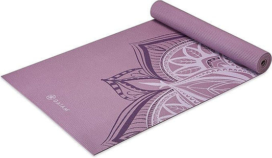 Gaiam Yoga Mat - Premium 5mm Print Thick Non Slip Exercise & Fitness Mat for All Types of Yoga, Pilates & Floor Workouts (68" x 24" x 5mm)-GravixFit