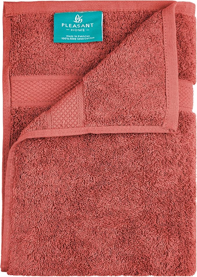 Pleasant Home Bath Towels Set of 6 (24” x 50”) 100% Cotton, 515 GSM | Lightweight, Soft & Absorbent Luxury Towels for Bathroom | for Gym, Pool & Spa | 6 Pack, Red-GravixFit