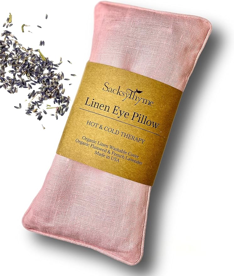 Organic Linen Eye Pillow - Lavender & Flaxseed for Relaxation, Yoga, Stress Relief - Microwavable Heating Pad & Cool Compress - Made in USA - Gifts for Meditation-GravixFit