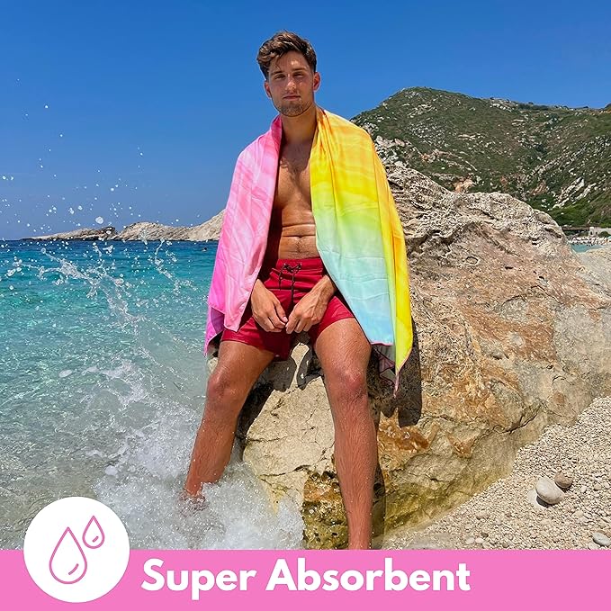 ECCOSOPHY Microfiber Beach Towel - Sand Free Towels are Quick Dry, Light Weight, Super Absorbent - Perfect Pool, Travel, Cruise, Camping Essentials - Oversized Extra Large for Adults 71x35 in-GravixFit