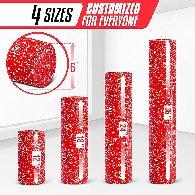 Yes4All High-Density EPP Round Back Roller Foam, Exercise Foam Roller for Yoga, Pilates & Stretching - 12, 18, 24, 36 inch-GravixFit