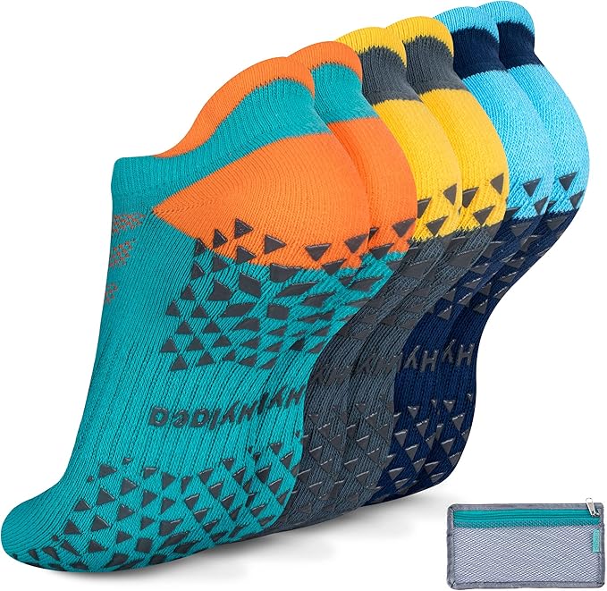 Hylaea Unisex Non Slip Socks with Grip for Yoga, Hospital, Pilates, Barre | Ankle, Cushioned-GravixFit