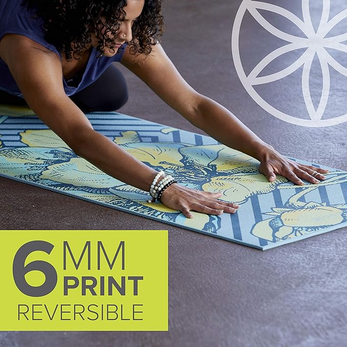 Gaiam Yoga Mat - Premium 6mm Print Reversible Extra Thick Non Slip Exercise & Fitness Mat for All Types of Yoga, Pilates & Floor Workouts (68" x 24" x 6mm Thick)-GravixFit