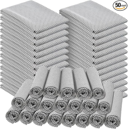 Shellwei 50 Pcs Cooling Towel 40 x 12 Inch Microfiber Workout Towels Breathable Chilly Towel Ice Cool Cold Towels Bulk Fast Drying Absorbent Sweat Rag for Neck Yoga Sports Golf Gym-GravixFit