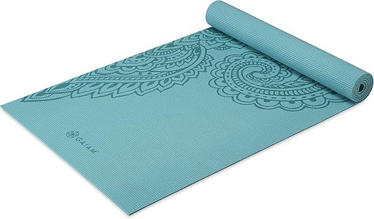Gaiam Yoga Mat - Premium 5mm Print Thick Non Slip Exercise & Fitness Mat for All Types of Yoga, Pilates & Floor Workouts (68" x 24" x 5mm)-GravixFit