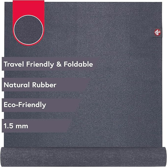 Manduka eKO SuperLite Yoga Mat - 1.5mm Natural Rubber | Foldable & Travel Friendly | Soft Textured Surface | Eco-friendly-GravixFit