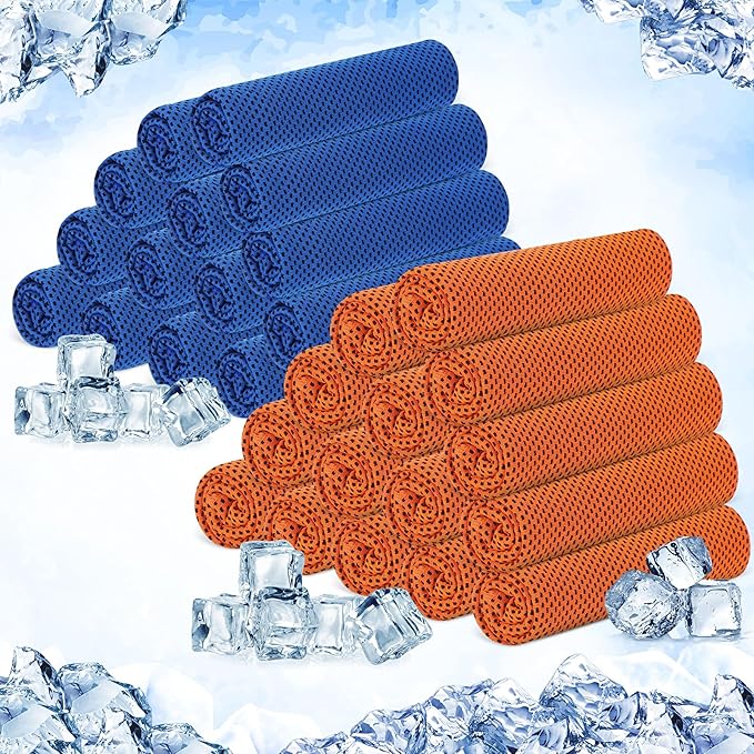 Hosuly 30 Pack Cooling Towels, 40"x12" Ice Breathable Soft Chilly Sweat Rag Microfiber Workout Rags for Gym Cooling Towels for Neck and Face for Yoga Golf Sport Running-GravixFit