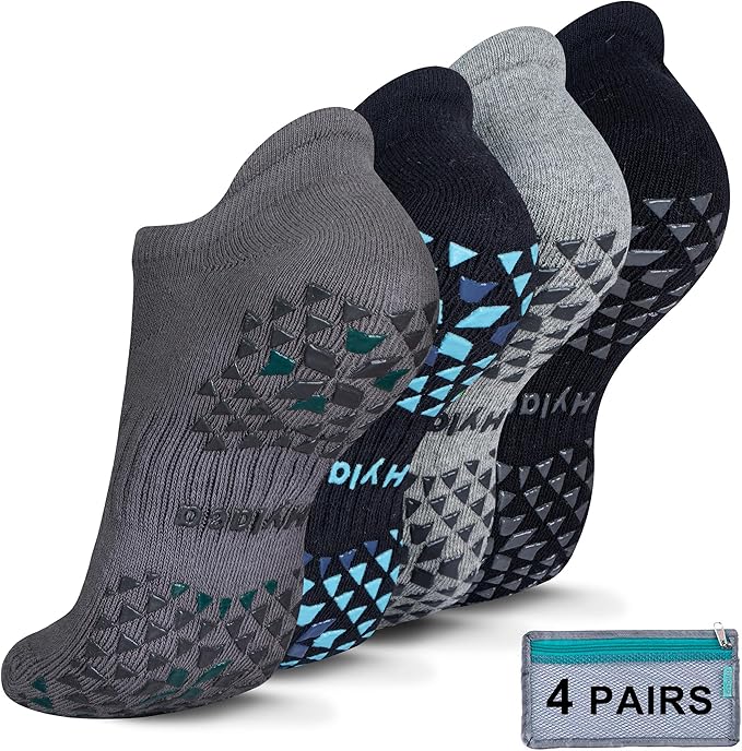 Hylaea Unisex Non Slip Socks with Grip for Yoga, Hospital, Pilates, Barre | Ankle, Cushioned-GravixFit