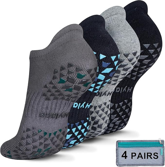 Hylaea Unisex Non Slip Socks with Grip for Yoga, Hospital, Pilates, Barre | Ankle, Cushioned-GravixFit