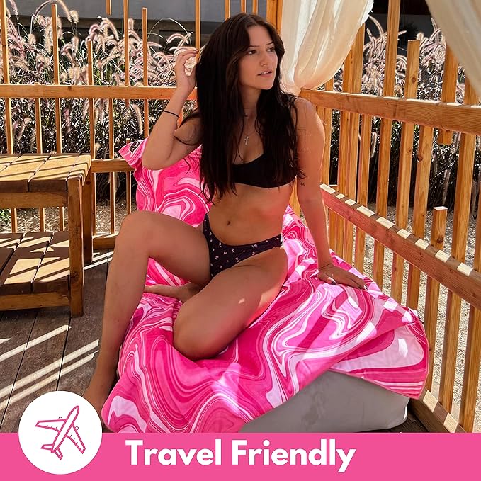 ECCOSOPHY Microfiber Beach Towel - Sand Free Towels are Quick Dry, Light Weight, Super Absorbent - Perfect Pool, Travel, Cruise, Camping Essentials - Oversized Extra Large for Adults 71x35 in-GravixFit