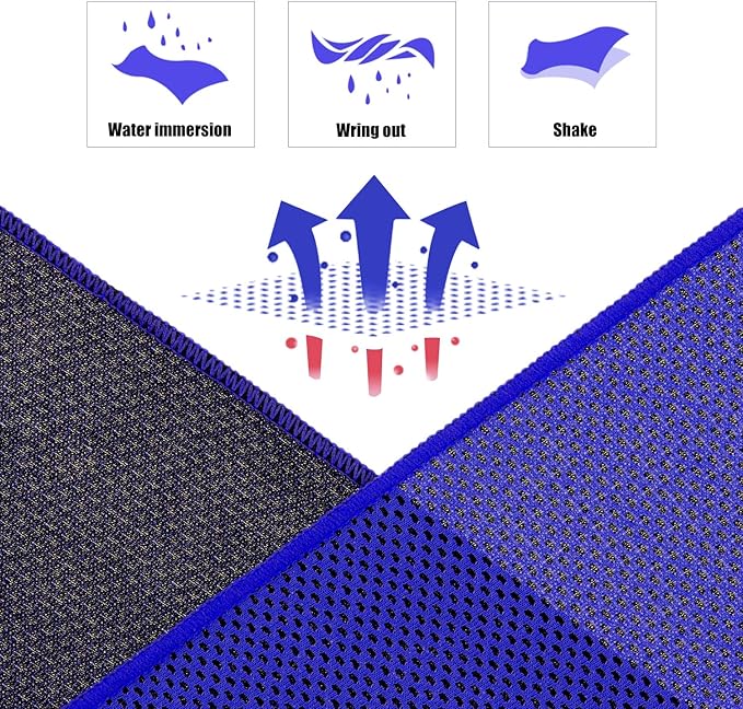 Biange Cooling Towel (Pack of 20, 40"x12") with Pouches for Sports, Workout, Fitness, Gym, Yoga, Golf, Pilates, Travel, Camping & More-GravixFit