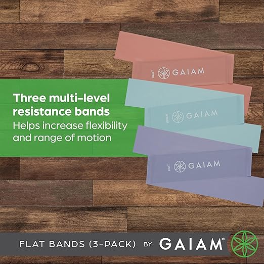Gaiam Restore Strength and Flexibility Resistance Band Kit Set - 3 Levels of Resistance - Strength Training Workout Bands for Stretching Muscles - Versatile Exercise Tool - Light, Medium, and Heavy-GravixFit