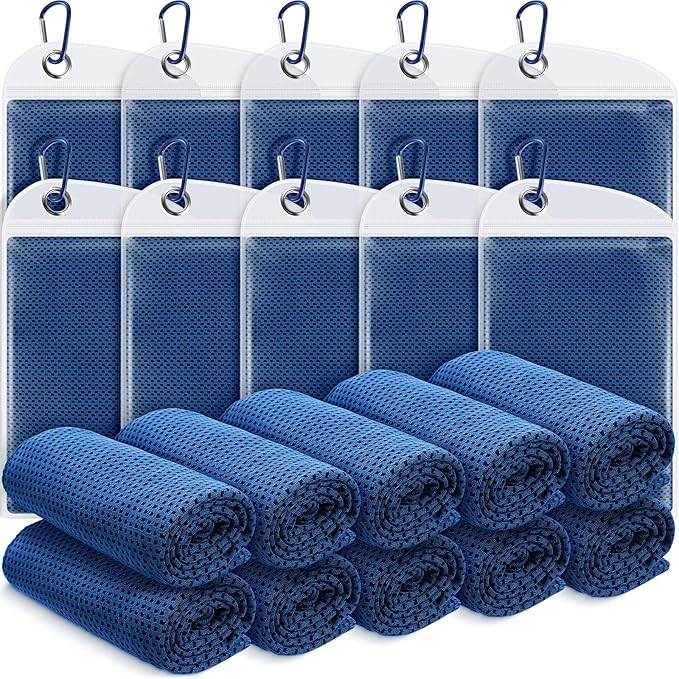 20 Pcs Cooling Towel 40 x 12 Ice Towel for Neck and Face Microfiber Chilly with Bag Breathable Yoga Gym Stay Cool Towels Sweat Rag for Workout Running Camping Pilates Beach Accessories (Royal Blue)-GravixFit