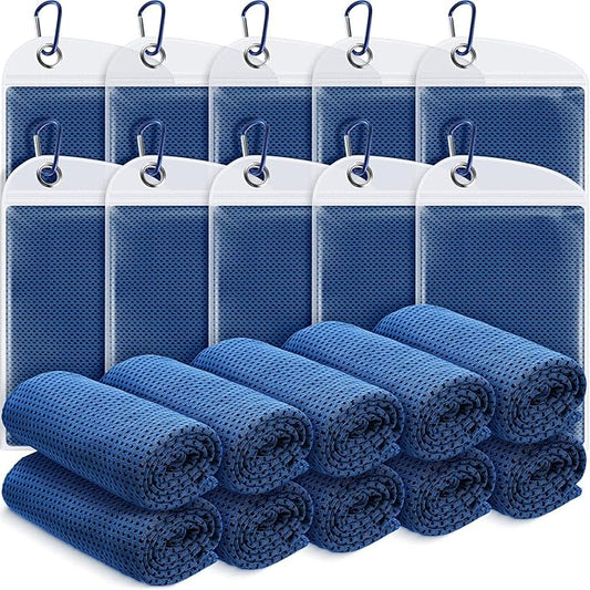 20 Pcs Cooling Towel 40 x 12 Ice Towel for Neck and Face Microfiber Chilly with Bag Breathable Yoga Gym Stay Cool Towels Sweat Rag for Workout Running Camping Pilates Beach Accessories (Royal Blue)-GravixFit