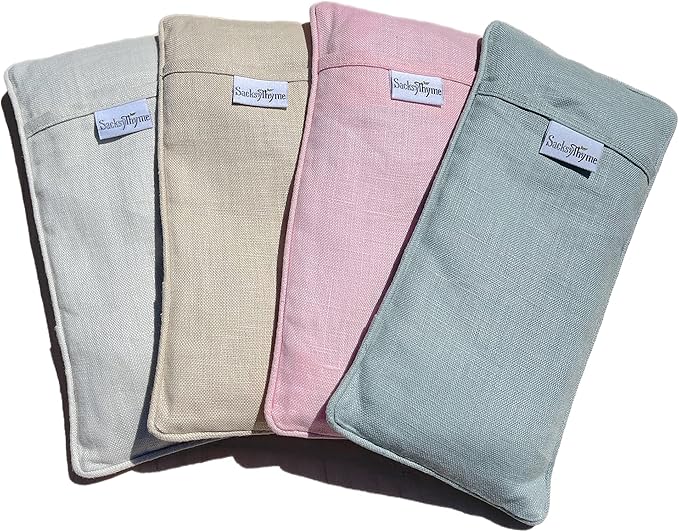 Organic Linen Eye Pillow - Lavender & Flaxseed for Relaxation, Yoga, Stress Relief - Microwavable Heating Pad & Cool Compress - Made in USA - Gifts for Meditation-GravixFit