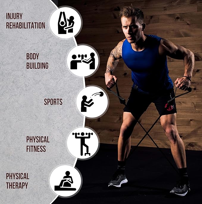 Exercise Resistance Bands for Working Out Set of 5 for Women and Men, Stretch Bands for Exercise, Physical Therapy, Arms Legs Workout, Stretching, Home Fitness-GravixFit