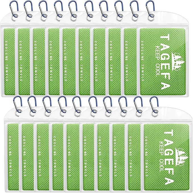 Cooling Towels 20 Pack, 40"x 12" Cooling Rags Neck Wraps for Sports with Carrying Pouch, Gym Cooling Neck Towels for Hor Weather, Sweat, Fitness, Travel-GravixFit