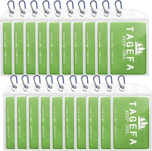 Cooling Towels 20 Pack, 40"x 12" Cooling Rags Neck Wraps for Sports with Carrying Pouch, Gym Cooling Neck Towels for Hor Weather, Sweat, Fitness, Travel-GravixFit