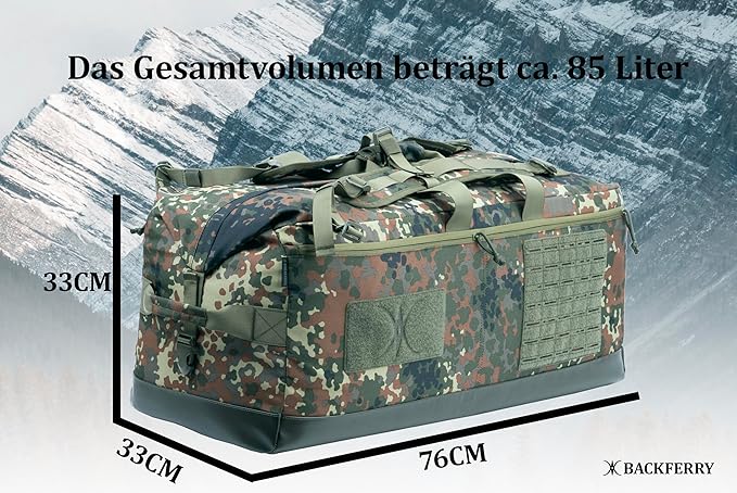 Large Military Tactical Duffle Bag Duffel Backpack for Special Work,Sports,Traveling,Camping 85L-GravixFit