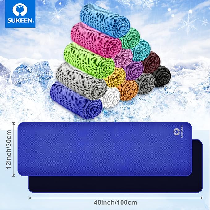 Sukeen Cooling Towel (40"x12"),Ice Towel,Soft Breathable Chilly Towel,Microfiber Towel for Yoga,Sport,Running,Gym,Workout,Camping,Fitness,Workout & More Activities-GravixFit