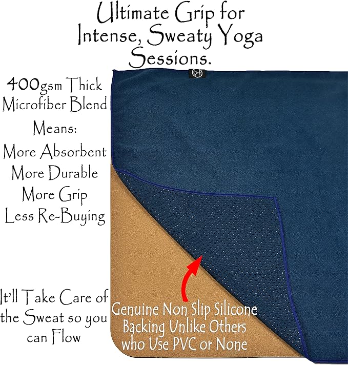 Tatago Hot Yoga Towel Non Slip Grip in 2 Sizes. Premium Yoga Towels for Hot Yoga Non Slip, Hot Pilates Mat Towel or Yoga Mat Towel Thicker, Softer, More Absorbant & Durable!-GravixFit
