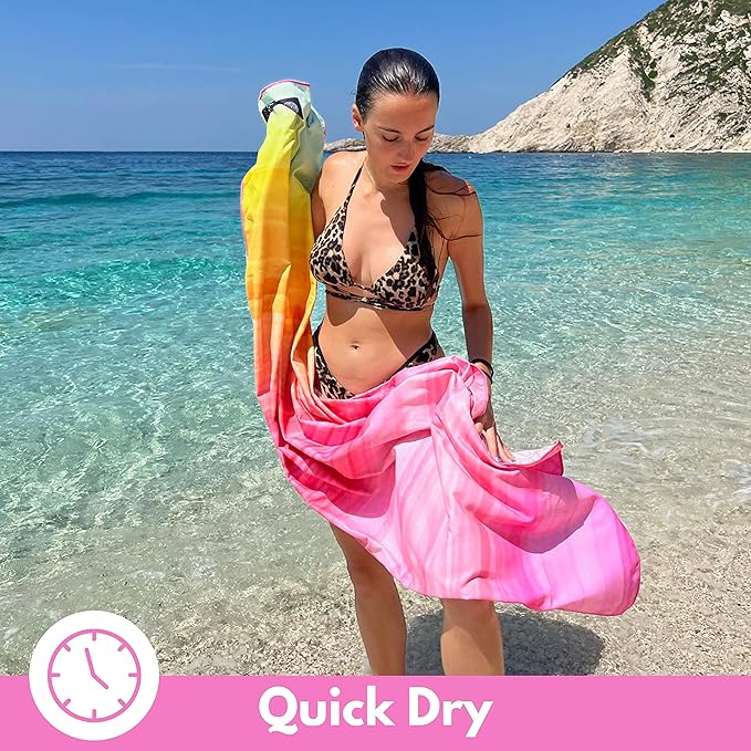 ECCOSOPHY Microfiber Beach Towel - Sand Free Towels are Quick Dry, Light Weight, Super Absorbent - Perfect Pool, Travel, Cruise, Camping Essentials - Oversized Extra Large for Adults 71x35 in-GravixFit