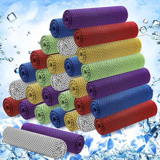 Hosuly 30 Pack Cooling Towels, 40"x12" Ice Breathable Soft Chilly Sweat Rag Microfiber Workout Rags for Gym Cooling Towels for Neck and Face for Yoga Golf Sport Running-GravixFit