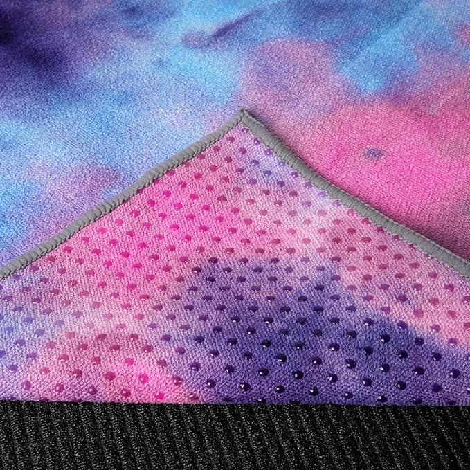 Eunzel 2 Pack Yoga Hand Towel，Microfiber Towel with Grip Dots Sweat Absorbent Non-Slip for Hot Yoga, Pilates and Workout 24" x16"，Purple & Blue/Green & Purple (2 Pack)-GravixFit