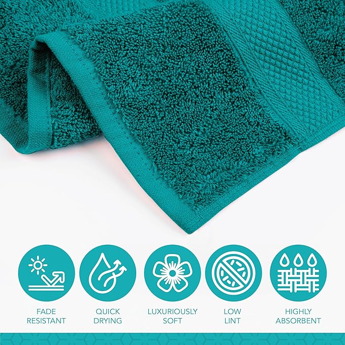 Pleasant Home Bath Towels Set of 6 (24” x 50”) 100% Cotton, 515 GSM | Lightweight, Soft & Absorbent Luxury Towels for Bathroom | for Gym, Pool & Spa | 6 Pack, Teal-GravixFit