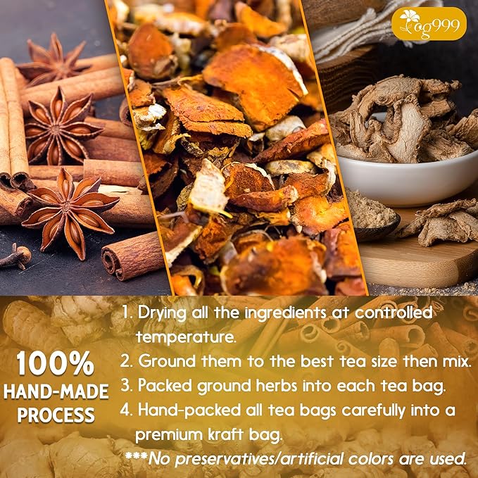 120 Bags Premium Turmeric Ginger Cinnamon Tea, Improve Digestion, Support Brain, Weight, Skin and Sleep, Eco-Conscious Tea Bags and Premium Natural Ingredients. Turmeric Ginger Herbal Tea. No Sugar, No Caffeine, No Gluten, Vegan.-GravixFit