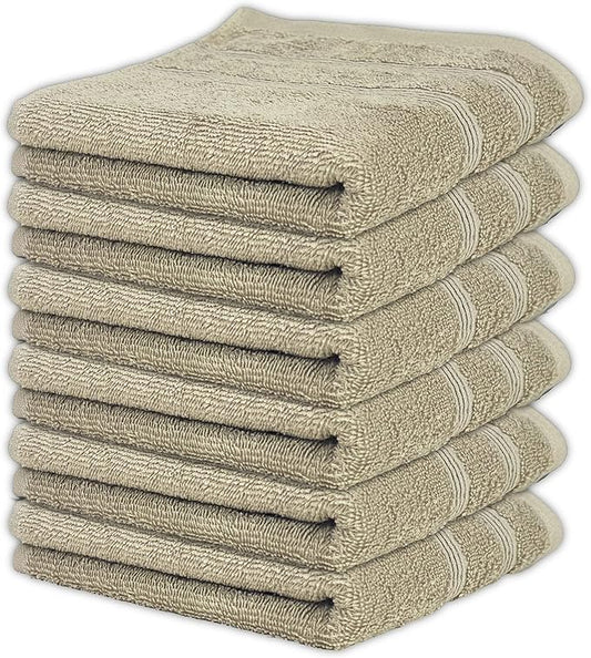 Kaufman - Premium Hand Towels Set for Bathroom, Spa, Gym, and Face Towel 100% Cotton Ring Spun, Ultra Soft Feel and Highly Absorbent Towels (Linen, 6-PK)-GravixFit