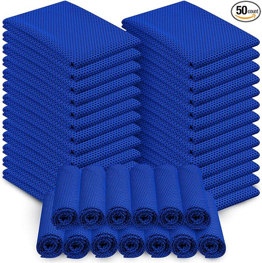 Shellwei 50 Pcs Cooling Towel 40 x 12 Inch Microfiber Workout Towels Breathable Chilly Towel Ice Cool Cold Towels Bulk Fast Drying Absorbent Sweat Rag for Neck Yoga Sports Golf Gym-GravixFit