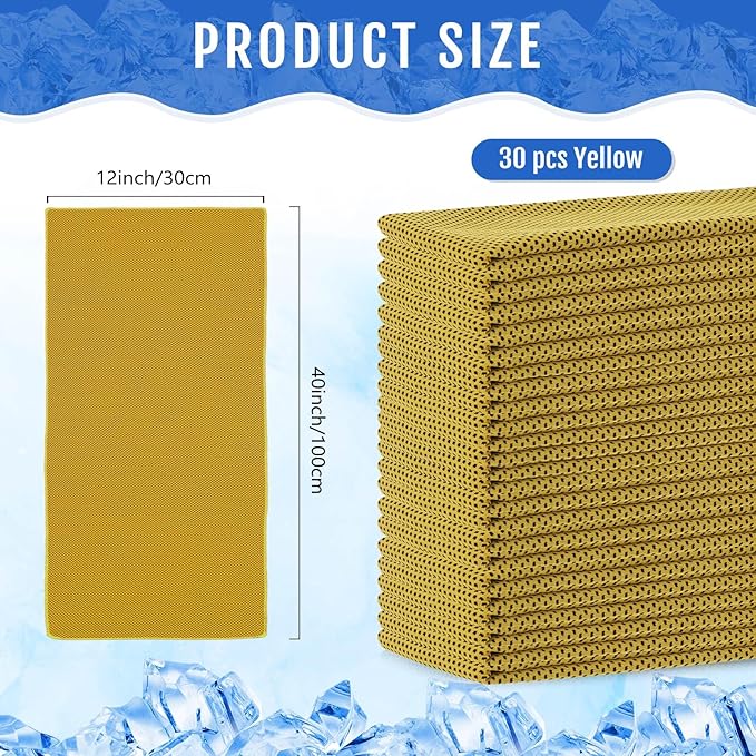 Hosuly 30 Pack Cooling Towels, 40"x12" Ice Breathable Soft Chilly Sweat Rag Microfiber Workout Rags for Gym Cooling Towels for Neck and Face for Yoga Golf Sport Running-GravixFit