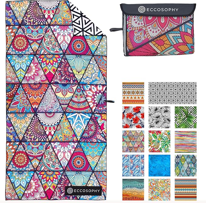 ECCOSOPHY Microfiber Beach Towel - Sand Free Towels are Quick Dry, Light Weight, Super Absorbent - Perfect Pool, Travel, Cruise, Camping Essentials - Oversized Extra Large for Adults 71x35 in-GravixFit