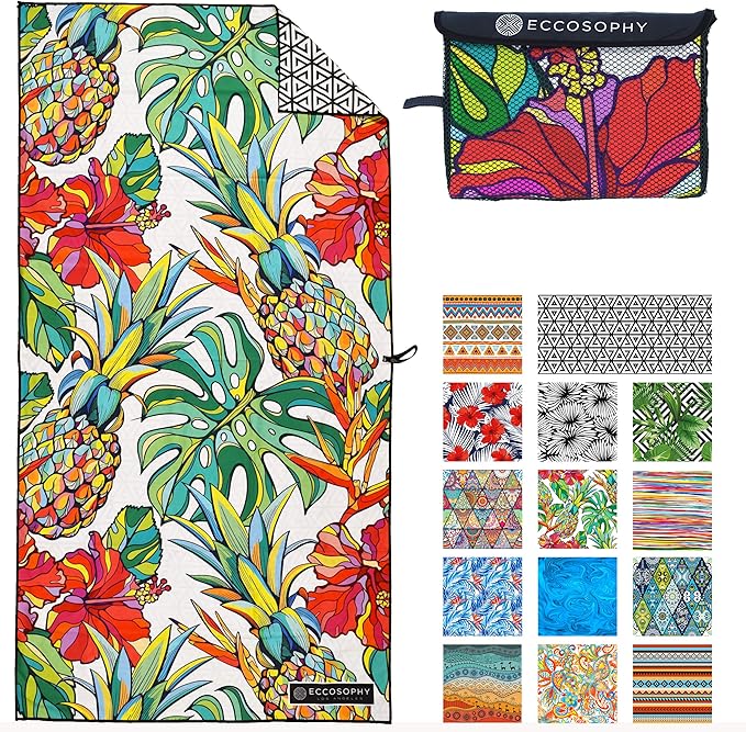 ECCOSOPHY Microfiber Beach Towel - Sand Free Towels are Quick Dry, Light Weight, Super Absorbent - Perfect Pool, Travel, Cruise, Camping Essentials - Oversized Extra Large for Adults 71x35 in-GravixFit