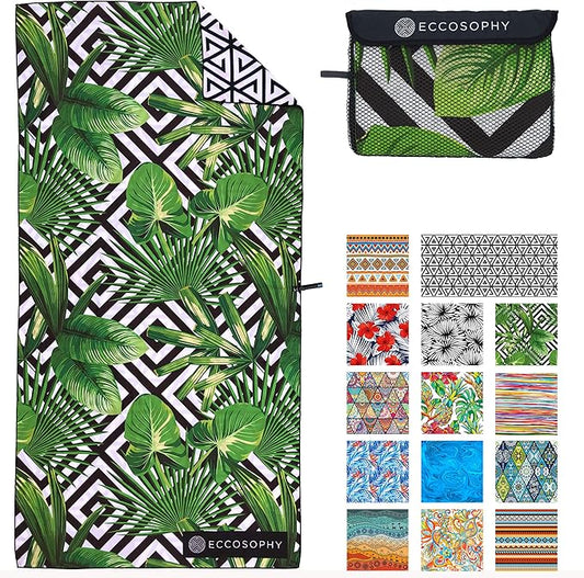 ECCOSOPHY Microfiber Beach Towel - Sand Free Towels are Quick Dry, Light Weight, Super Absorbent - Perfect Pool, Travel, Cruise, Camping Essentials - Oversized Extra Large for Adults 71x35 in-GravixFit