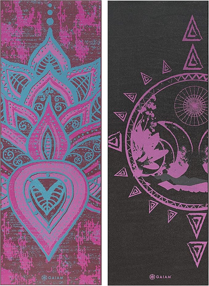 Gaiam Yoga Mat - Premium 6mm Print Reversible Extra Thick Non Slip Exercise & Fitness Mat for All Types of Yoga, Pilates & Floor Workouts (68" x 24" x 6mm Thick)-GravixFit
