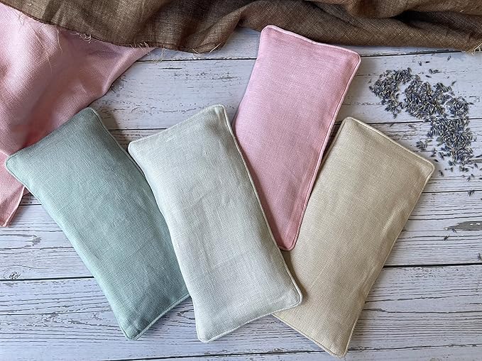 Organic Linen Eye Pillow - Lavender & Flaxseed for Relaxation, Yoga, Stress Relief - Microwavable Heating Pad & Cool Compress - Made in USA - Gifts for Meditation-GravixFit
