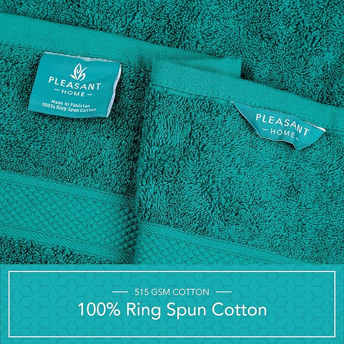Pleasant Home Bath Towels Set of 6 (24” x 50”) 100% Cotton, 515 GSM | Lightweight, Soft & Absorbent Luxury Towels for Bathroom | for Gym, Pool & Spa | 6 Pack, Teal-GravixFit