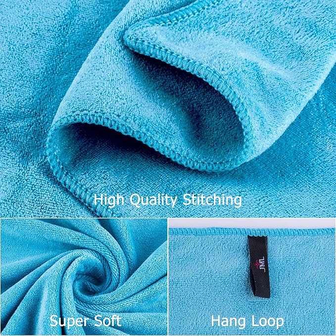 JML Microfiber Bath Towels, Bath Towel Set (6 Pack, 27" x 55") - Extra Absorbent and Fast Drying,Multipurpose Microfiber Towel for Bath, Beach, Pool, Sports, Yoga - Sky Blue-GravixFit