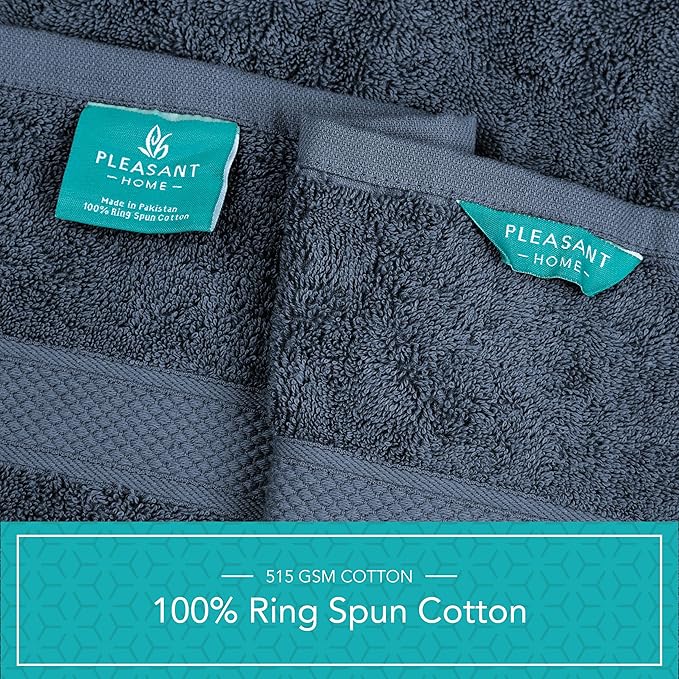 Pleasant Home Bath Towels Set of 6 (24” x 50”) 100% Cotton, 515 GSM | Lightweight, Soft & Absorbent Luxury Towels for Bathroom | for Gym, Pool & Spa | 6 Pack, Navy-GravixFit