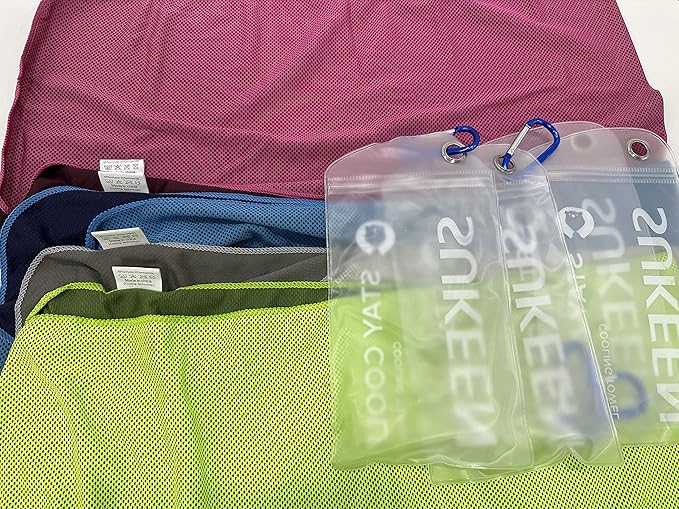 Sukeen 4Pack Cooling Towel (40"x12") for Neck and Face, Soft & Breathable Chilly Sports Towel, Quick-Drying Sweat Absorbing Cooling Neck Wraps with Cooling Tech. for Yoga, Sport, Running, Workout-GravixFit