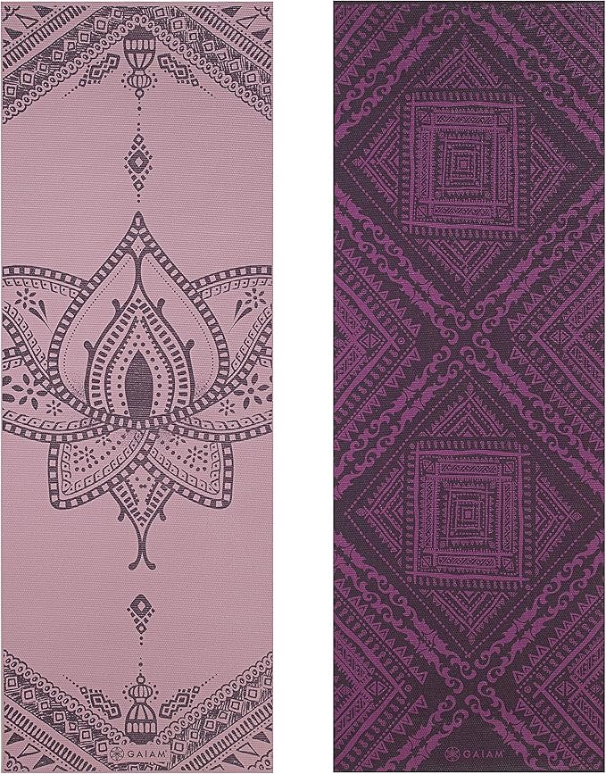 Gaiam Yoga Mat - Premium 6mm Print Reversible Extra Thick Non Slip Exercise & Fitness Mat for All Types of Yoga, Pilates & Floor Workouts (68" x 24" x 6mm Thick)-GravixFit