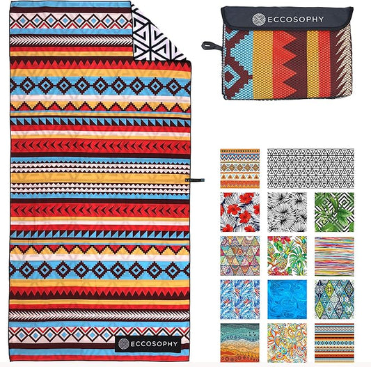 ECCOSOPHY Microfiber Beach Towel - Sand Free Towels are Quick Dry, Light Weight, Super Absorbent - Perfect Pool, Travel, Cruise, Camping Essentials - Oversized Extra Large for Adults 71x35 in-GravixFit