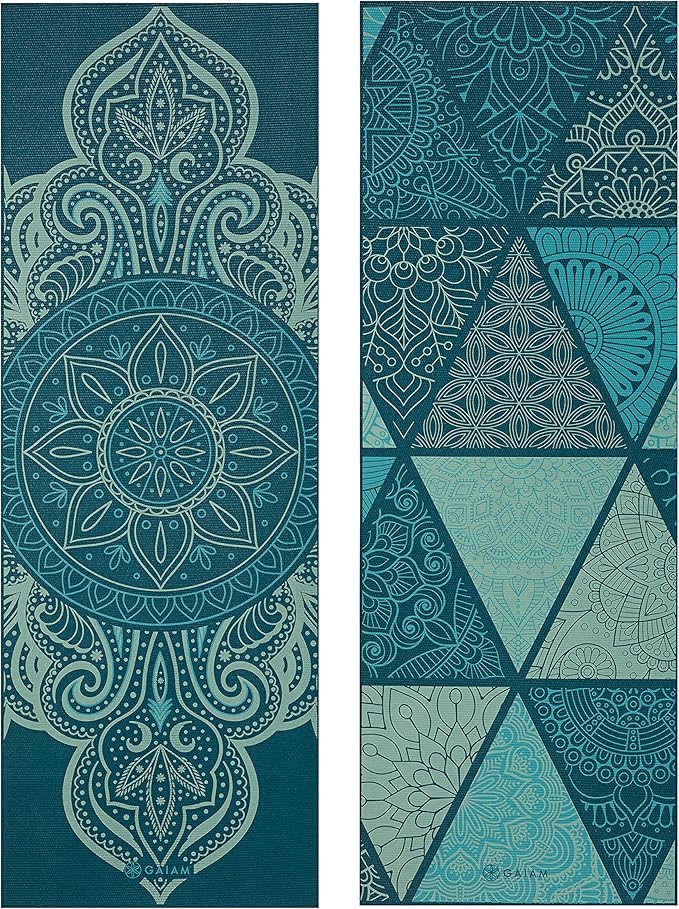 Gaiam Yoga Mat - Premium 6mm Print Reversible Extra Thick Non Slip Exercise & Fitness Mat for All Types of Yoga, Pilates & Floor Workouts (68" x 24" x 6mm Thick)-GravixFit